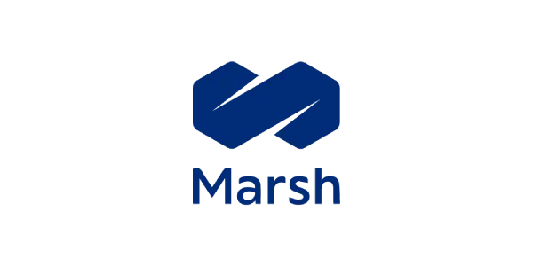 La imagen muestra el logotipo de Marsh, empresa líder en el mundo en correduría de seguros y gestión de riesgos.